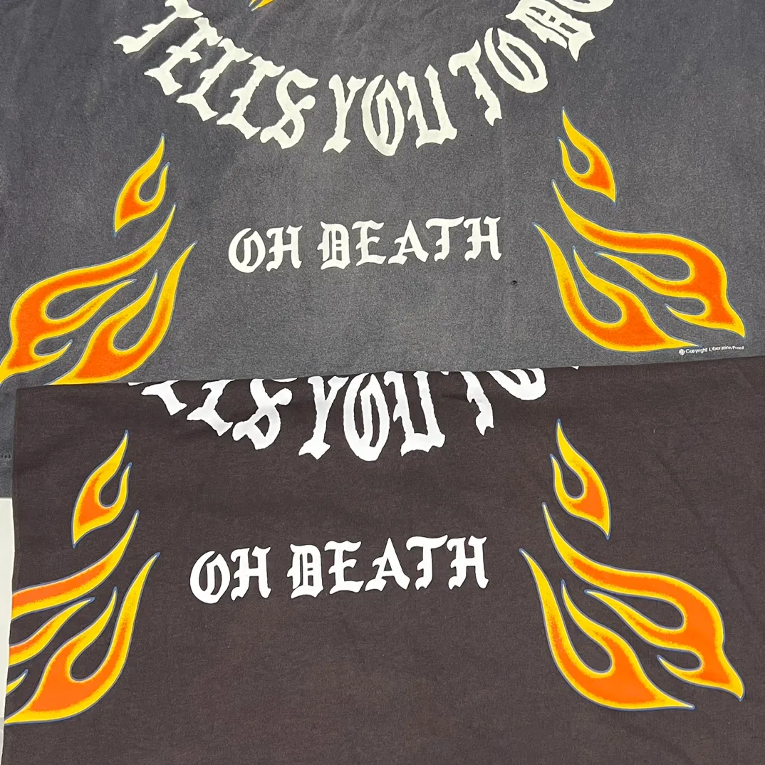 Printing proofing SAINT Mxxxxxx M/AFTER LS_TEE/BLACK flame arrow letter M retro old long tee washed black S-XL